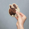 Maine Moose Head Circle Die Cut Vinyl Sticker For Car, Cooler, Window, Computers, Gifts for Maine Lovers