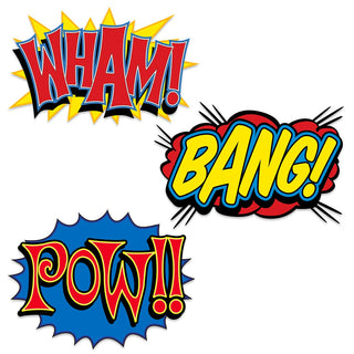 Wham Bang Pow Comic Sound Cutout Wall Decals Set