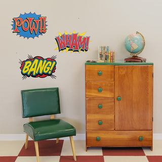 Wham Bang Pow Comic Sound Cutout Wall Decals Set