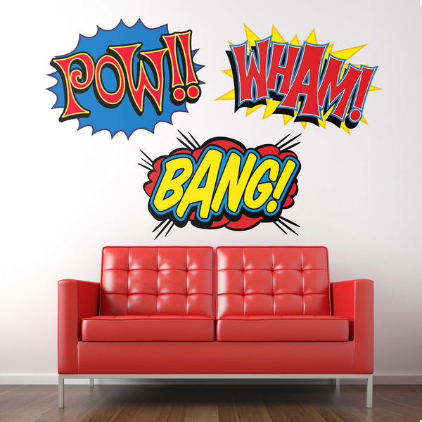 Wham Bang Pow Comic Sound Cutout Wall Decals Set