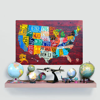 USA 50 Map License Plate Style Wall Decal