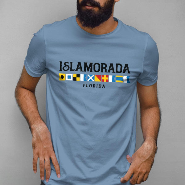 Islamorada Florida Nautical Flags Adult T-Shirt Unisex 100% Cotton S-XXL, Coastal FL Tshirt