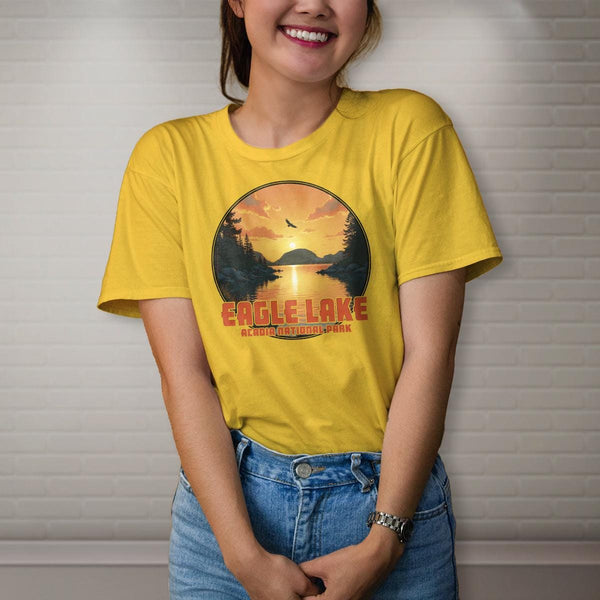 T-Shirt: Eagle Lake Acadia National Park Maine, 100% Cotton, S-XXL, Adult Unisex Tshirts, Exclusive Retroplanet Design, ME tshirts