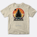 T-Shirt: Maine Tree Star Circle Burst, 100% Cotton, S-XXL, Adult Unisex Tshirts, Exclusive Retroplanet Design, ME tshirts