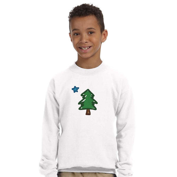 Sweatshirt; Maine State Star & Tree Doodle Design, Youth Unisex XS-XL, Exclusive Retroplanet Design, Unique Apparel, Maine Sweatshirts