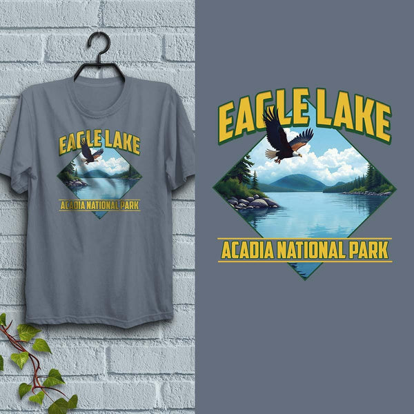 T-Shirt: Eagle Lake Acadia NP Maine, 100% Cotton, S-XXL, Adult Unisex Tshirts, Exclusive Retroplanet Design, ME tshirts