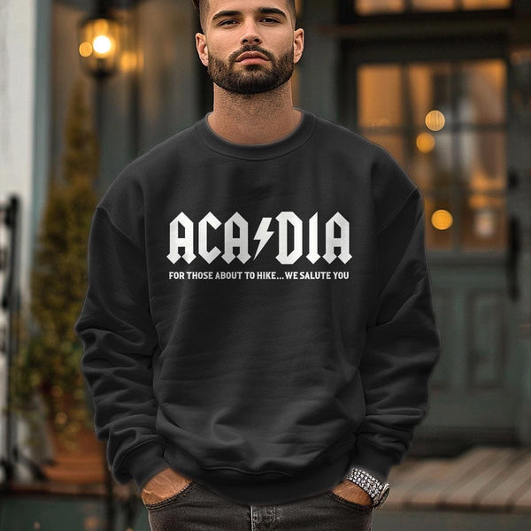 Sweatshirt; Acadia We Salute You US Flag Sweatshirt, Unisex S-2X, Cotton Poly Blend, Maine Apparel