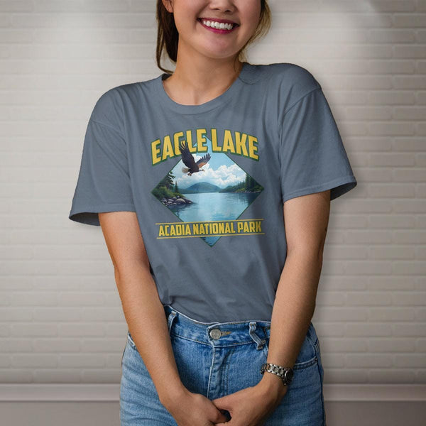 T-Shirt: Eagle Lake Acadia NP Maine, 100% Cotton, S-XXL, Adult Unisex Tshirts, Exclusive Retroplanet Design, ME tshirts