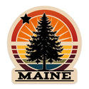 Maine Tree Star Circle Burst Die Cut Vinyl Sticker For Car, Cooler, Window, Computers, Gifts for Maine Lovers