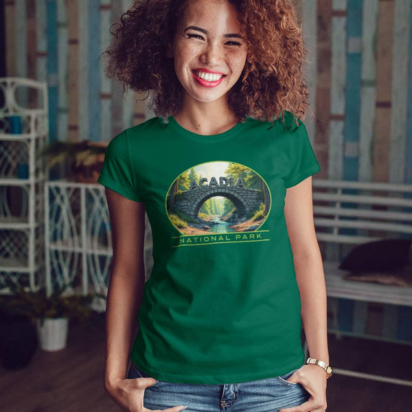 T-Shirt: Acadia Stone Arch Bridge, 100% Cotton, S-XXL, Adult Unisex Tshirts, Exclusive Retroplanet Design, Maine t-shirts