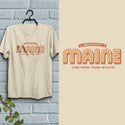 T-Shirt; Beautiful Maine The Pine Tree State, Adult Unisex Shirt Sizes S - XXL, 100% Cotton, ME Souvenir Tshirts, State of Maine T-shirts