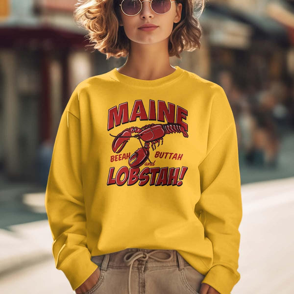 Maine Lobsta Beeah Buttah Adult Sweatshirt Unisex S-2X, Maine Apparel