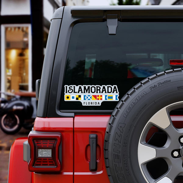 Bumper Sticker; Islamorada Florida Nautical Flags, Large Vinyl Decal for Coolers, Campers, Boats & More! Perfect Gift for Ocean Lovers!