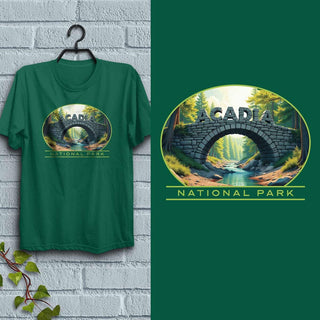 T-Shirt: Acadia Stone Arch Bridge, 100% Cotton, S-XXL, Adult Unisex Tshirts, Exclusive Retroplanet Design, Maine t-shirts