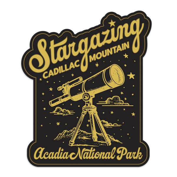 Cadillac Mountain Stargazing Acadia Die Cut Vinyl Sticker For Car, Cooler, Window, Computers, Gifts for Maine Lovers