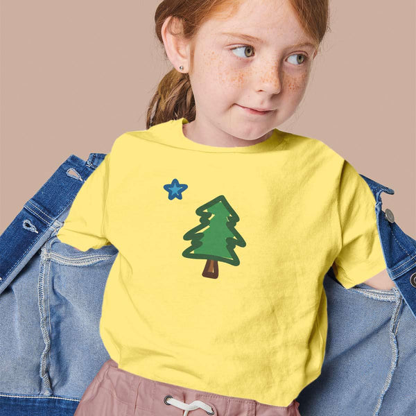 Maine State Star & Tree Doodle Toddler T-Shirt, Unisex Toddler 2T-5/6, 100% Cotton T-Shirt, Travel Souvenir Tshirts