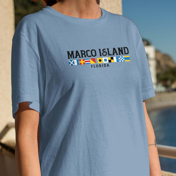 Marco Island Florida Nautical Flags, Adult Unisex 100% Cotton S-XXL, Coastal FL Tshirt, For Everyday, Souvenirs & Gift Giving