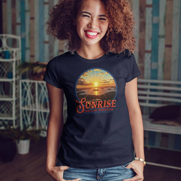 T-Shirt: Cadillac Mountain Sunrise Acadia National Park, 100% Cotton, S-XXL, Adult Unisex Tshirts, Exclusive Retroplanet Design, ME tshirts