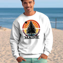 Maine State Tree & Star Adult Unisex Sweatshirt Sizes S - XXL, 50/50 Cotton Poly Blend, ME Souvenir, Maine Apparel