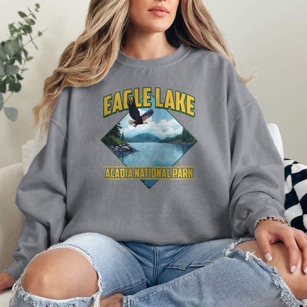 Sweatshirt; Eagle Lake Acadia National Park Adult Sweatshirt Unisex S-2X, Maine Apparel