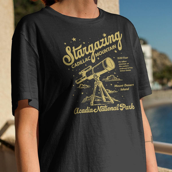 Cadillac Mountain Stargazing Adult Unisex Tshirt, Exclusive Retroplanet Design, 100% Cotton, S-XXL, Maine t-shirts