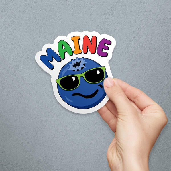 Maine Fun Blueberry Emoji Style Die Cut Sticker, For Scrapbooking, Bumper, Window, Laptop, Water Bottle, Craft Projects & More!