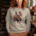 Sweatshirt; Maine Moose Head Circle Design Adult Unisex Sweatshirt Sizes S - XXL, 50/50 Cotton Poly Blend, ME Souvenir, Maine Apparel