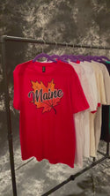 Maine Autumn Leaf T-Shirt Adult Unisex, 100% Cotton, S-XXL, New England Tshirts