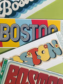 Bumper Sticker; Boston Groovy 70s Colors, MA Travel Decal, Script Souvenir Decal