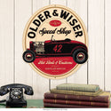 Older and Wiser Speed Shop Red Sign Large Cut Out 24 x 27