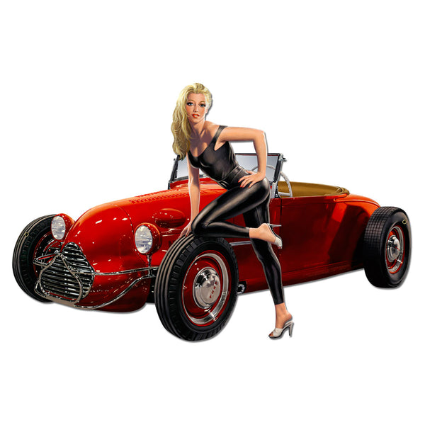 Custom Hot Rod Pin Up Sign Large Cut Out 28 x 18