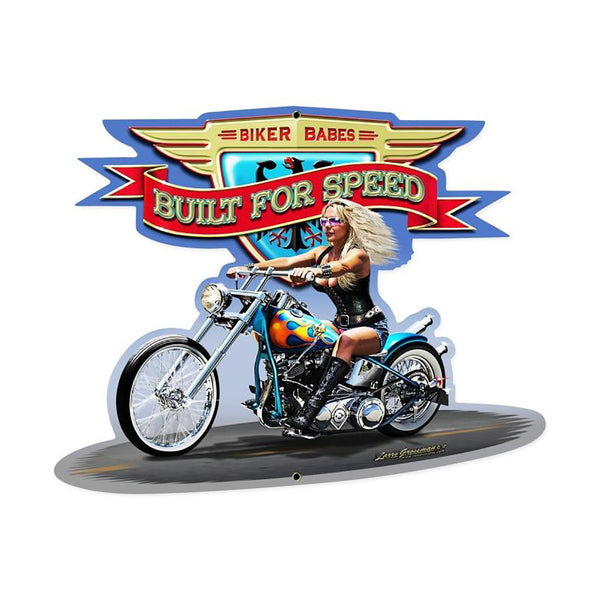 Biker Babes Built For Speed Sign Large Cut Out 28 x 21