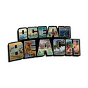 Ocean Beach Retro Postcard Style Sign Large Cut Out 28 x 14