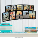 Pacific Beach Retro Postcard Style Sign Large Cut Out 28 x 15