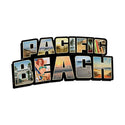 Pacific Beach Retro Postcard Style Sign Large Cut Out 28 x 15