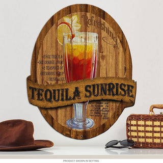 Tequila Sunrise Recipe Bar Sign Large Cut Out 24 x 20