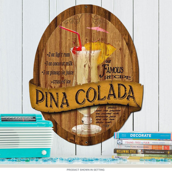 Pina Colada Recipe Bar Sign Large Cut Out 20 x 24