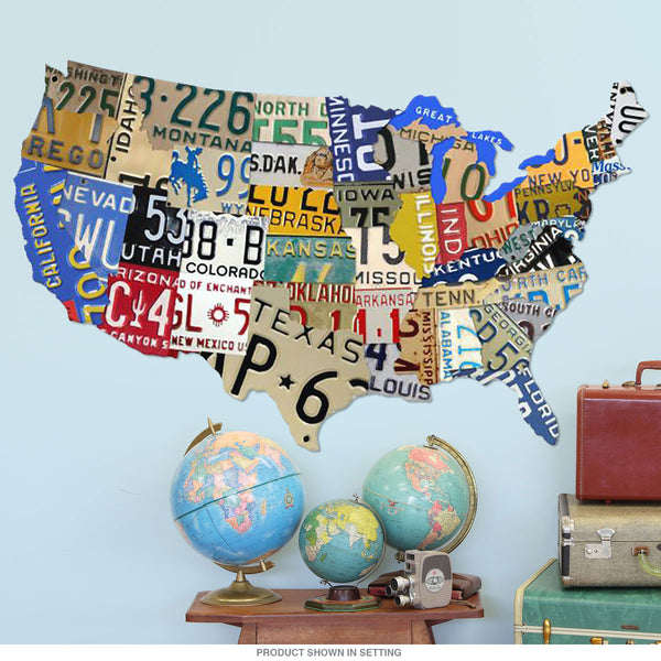 USA Map License Plate Sign Cut Out 58 x 36