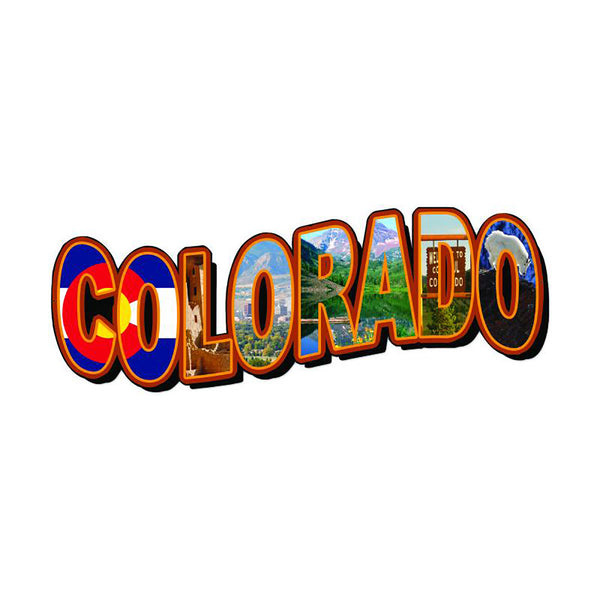 Colorado Retro Postcard Style Sign Large Cut Out 28 x 12