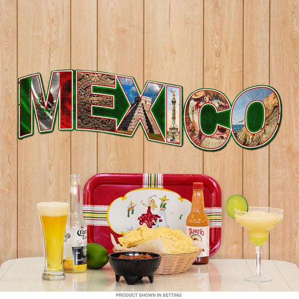 Mexico Retro Postcard Style Sign Large Cut Out 28 x 9