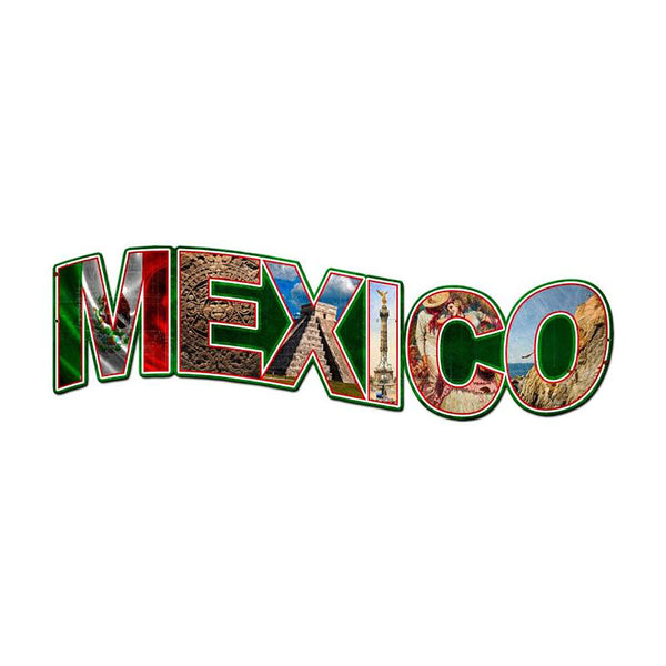 Mexico Retro Postcard Style Sign Large Cut Out 28 x 9