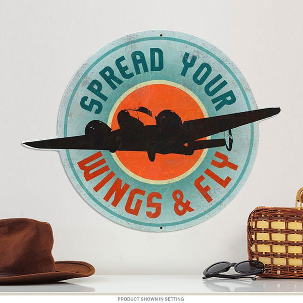 Spread Your Wings And Fly Airplane Sign Large Cut Out 23 x 18
