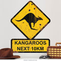 Kangaroos Crossing Funny Warning Sign Large Cut Out 25 x 20