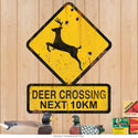 Deer Crossing Funny Warning Sign Large Cut Out 25 x 20