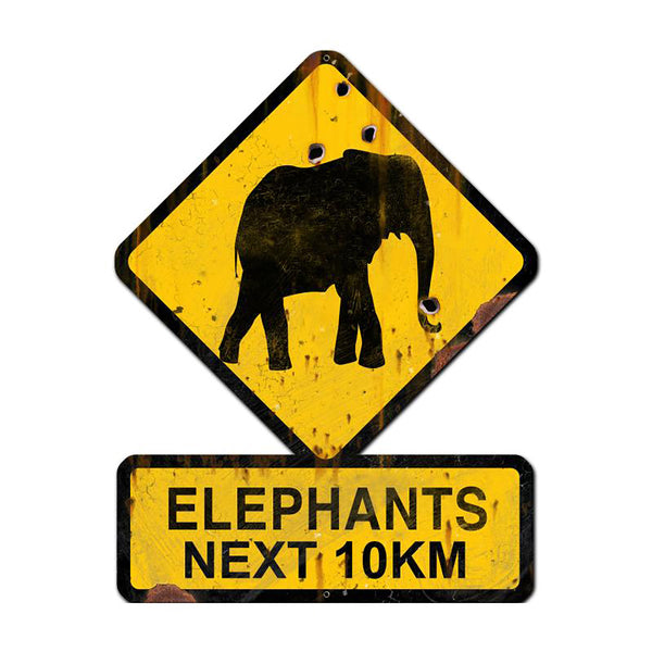 Elephant Crossing Funny Warning Sign Large Cut Out 25 x 20