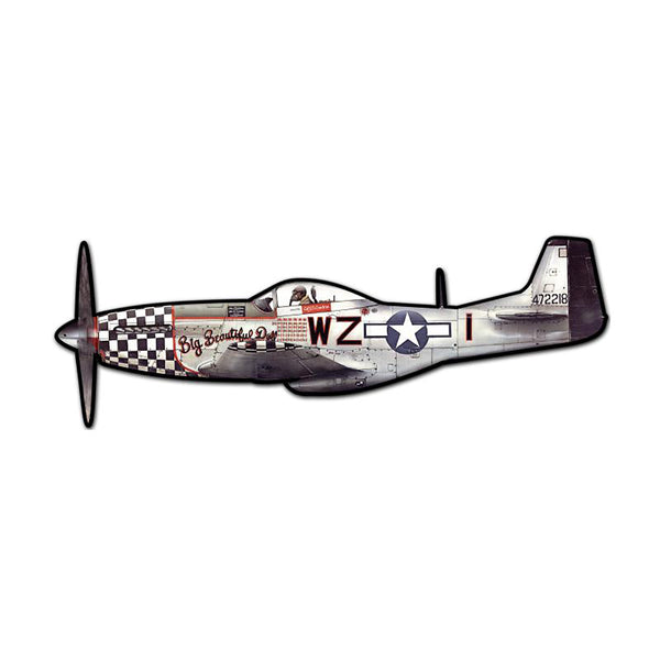 P-51 Mustang Big Beautiful Doll Sign Large Cut Out 42 x 15
