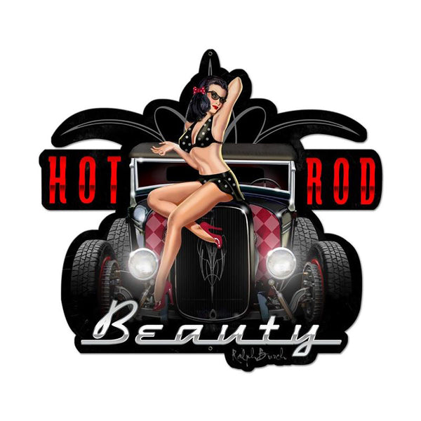 Hot Rod Beauty Pin Up Sign Large Cut Out 24 x 23
