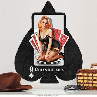 Queen Of Spades Playing Card Pin Up Sign Large Cut Out 20 x 24