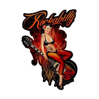 Rockabilly Guitar Pin Up Sign Large Cut Out 16 x 24