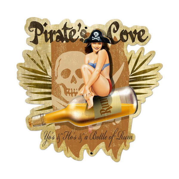Pirates Cove Rum Pin Up Bar Sign Large Cut Out 23 x 24